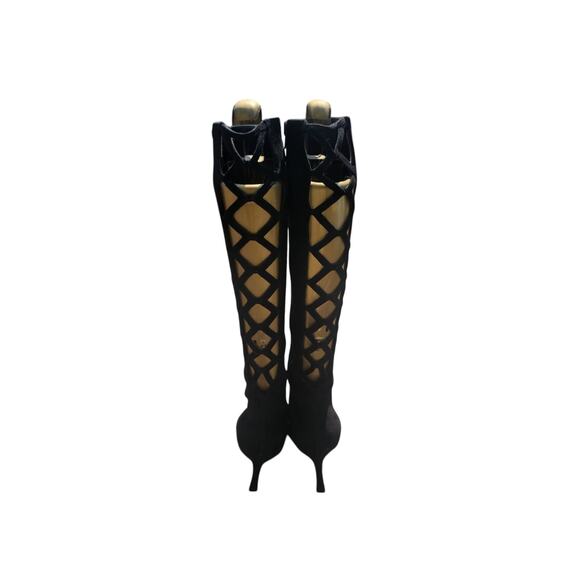 Black Manolo Blahnik Knee high boots with laser cut out sz 39.5 / 9 - Picture 6 of 11